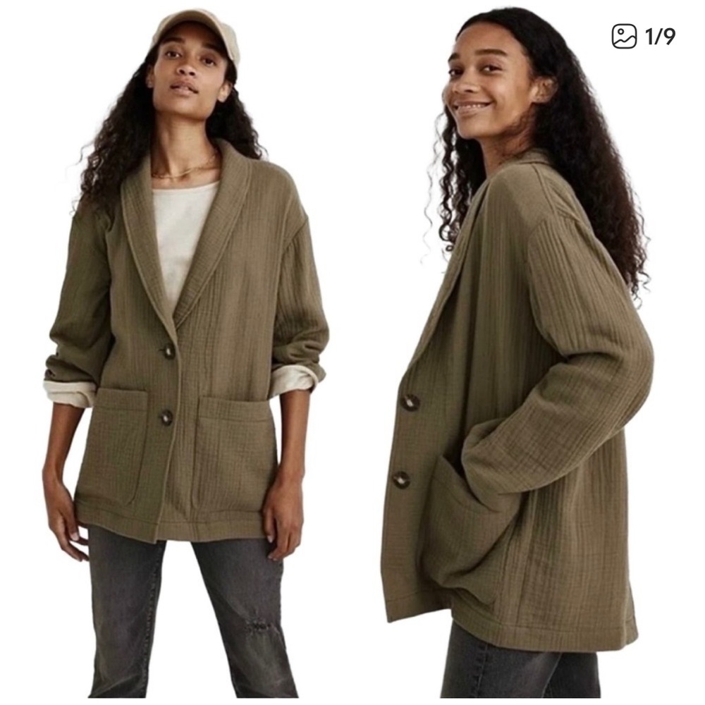 Madewell Olive Green Lightspun Dorset Slouchy Blazer Oversized Coat Small